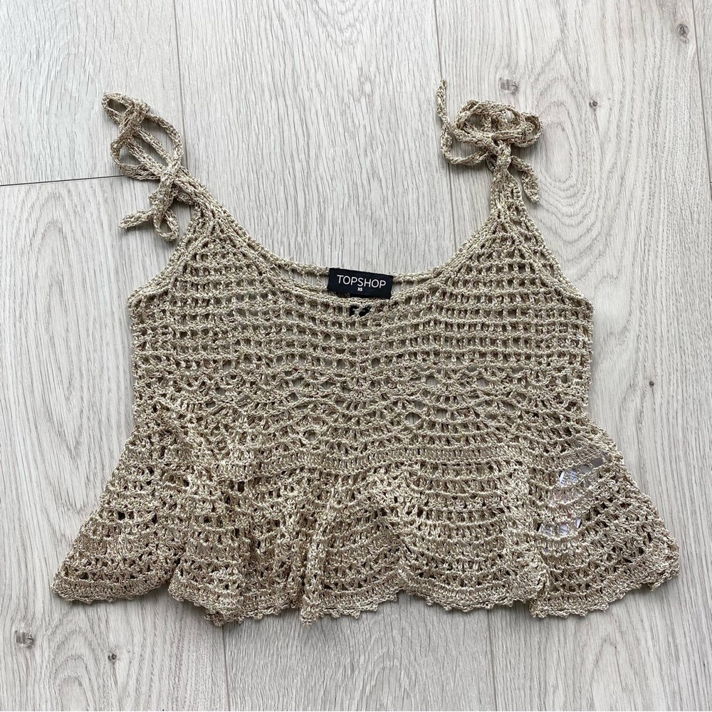 TOPSHOP Gold Crochet Crop Top